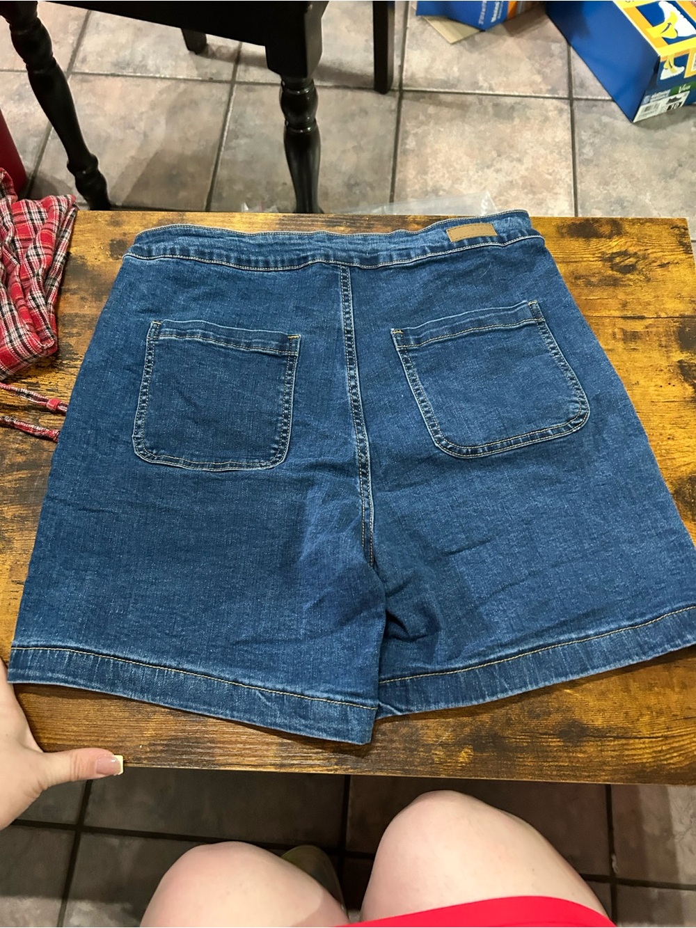 High-Waist Denim Sailor Shorts - Blue - Picture 4 of 4